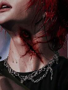 4 件万圣节临时假纹身僵尸疤痕临时纹身，假血腥伤口缝合疤痕身体脸部防水纹身贴纸化妆舞会恶作剧化妆道具