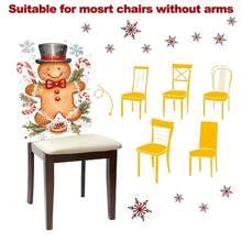Pokrowiec na krzesło z motywem piernika, laski cukrowej, ostrokrzewu, płatka śniegu, zdejmowany krótki pokrowiec na krzesło z pluszu, ochraniacz na oparcie, odpowiedni do jadalni, salonu, biura, hotelu i wystroju domu, na każdą porę roku - Wielokolorowe - Zobacz 9