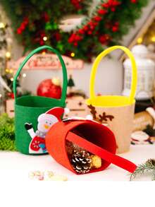 1pc Christmas Storage Baskets Set - Non-Woven Gift Organizer With Handles & Santa Decor, Sturdy Festive Storage For Holiday Decorations, Ornament Storage, Room Decor, Home Decor, Offices Decor, Theme Party Decor, Christmas Decor Christmas Decorations Winter