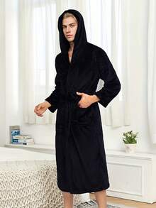 1件珊瑚绒纯色男女通用加大码浴袍，成人学生可穿戴毛巾式毛绒浴袍，保暖长款绒面浴袍，吸水性强，柔软不掉毛，情人节理想礼物 - 彩色 - 查看 10