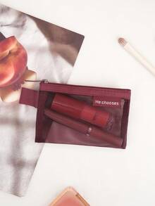 Bolsa de lápiz labial burdeos mini, bolsa de almacenamiento pequeña de malla cuadrada, bolsa con cremallera transparente portátil, bolsa cosmética multifuncional, organizador de maquillaje, mantiene el bolsillo limpio y ordenado, puede almacenar cargadores y cables USB, adecuado para dormitorio, exterior, viaje de verano, vacaciones, decoración del baño, almacenamiento de cosméticos para vacaciones, accesorios de baño, vuelta al colegio - Multicolor - Ver 12