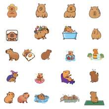 50 piezas de pegatinas lindas de capibara, pegatinas de animales, pegatinas de grafiti, regalos de capibara, artículos de capibara, pegatinas de papelería, pegatinas de vinilo resistentes al agua para diarios, computadoras, scrapbooks, equipaje, botellas de agua, teléfonos - Multicolor - Ver 4
