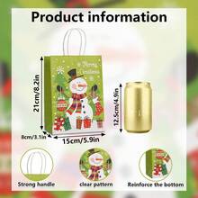6/12pcs/Set Gingerbread Man, Santa Claus, Christmas Tree, Snowman Printed Kraft Paper Gift Bags, Suitable For Christmas, New Year Gifts Packaging And Decoration