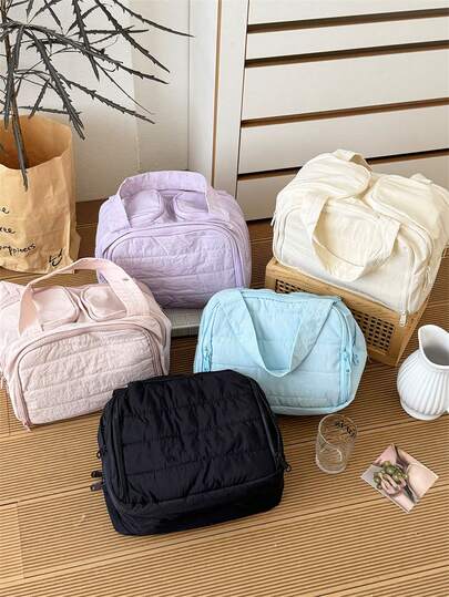 1 pieza Bolsa de maquillaje de mujer de unicolor suave, bolsa de cosméticos de viaje grande, organizador de cosméticos multifuncional grande, bolsa de aseo, bolsa de maquillaje, organizador de maquillaje, viaje, bolsa de maquillaje, tocador, artículos esenciales de viaje, bolsa, artículos esenciales de viaje, accesorios de tocador, bolsa de maquillaje pequeña, gran capacidad, bolsa de maquillaje grande, regalos de Navidad, viaje, regalos para mujeres, artículos esenciales de viaje, bolsa, embrague / bolso pequeño, organizador de maquillaje, soporte de brochas, mini bolsa, bolsa de gran capacidad, regalos para mujeres, regalos de Navidad, ideas de regalo para mujeres, bolsa de maquillaje, artículo esencial de viaje