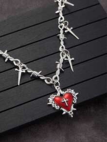 1 pieza Collar de cruz del amor con espinas de estilo punk gótico, de estilo oscuro y dulce, accesorios de joyería para fiestas de mujeres