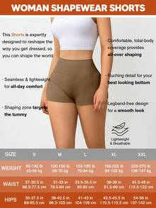 女士瑜伽短裤，高腰提臀弹力运动热裤 - 咖啡棕 - 查看 4