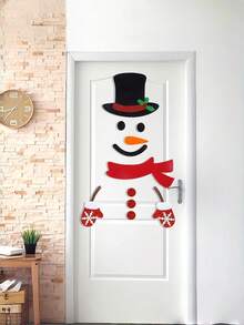 8 Piezas - Pegatinas de pared de muñeco de nieve navideño, decoraciones navideñas para el hogar, pegatinas de pared de muñeco de nieve de invierno, cubierta de tela de fieltro extraíble, decoraciones navideñas, pegatinas de puerta de tela no tejida, artículos de decoración de primavera para refrescar tu hogar, pegatinas de decoración navideña, decoración de habitación navideña, decoración navideña, decoración del hogar, pegatinas de pared de muñeco de nieve 2025