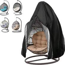 1 pieza Funda con cremallera para silla colgante tipo huevo de patio, funda para silla colgante de mimbre, funda para silla de exterior resistente al agua y al viento, 75" X 45", Negro