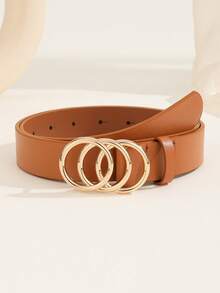 1 件金色 3 环扣休闲搭配新款时尚夏季女士腰带，适合各种节日、商务、日常、派对夏季、学校秋季、秋季、万圣节 - 駝色 - 查看 7