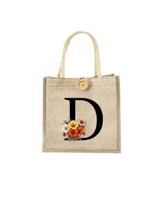 Bolso de tela con estampado de letras, bolso de tela estampado, bolso con decoración de botones, bolso grande de capacidad minimalista, bolso de tela casual y portátil de gran capacidad, bolso de compras multifuncional, nuevo diseño, gran capacidad, compañero de compras, bolso de hombro, bolso de tela, bolsa de almuerzo, lonchera, bolso cruzado, para mujer, uso diario, cita - Multicolor - Ver 22