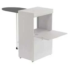 Shally Dogan Folding Space-Saving Retractable Ironing Board, Folding Cabinet With Wooden Frame For Quick Ironing, 4 Wheels For Moving, Ideal For Laundry Room, Bathroom - White Ash - View 6