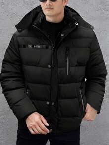 Men's Autumn/Winter Outdoor Casual Sports Fashion Jacket With Large Pockets, Detachable Hood, Thick Fleece Lining - Black - View 3