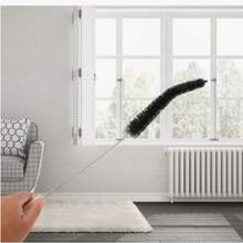 1 pezzo Spazzola flessibile con manico in legno lungo, adatta per pulire radiatori, asciugatrici, lavatrici, ecc. - Per la pulizia di radiatori piatti (stile casuale spedito)