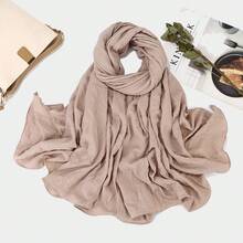 1pc Women's Classic Retro Solid Color Crinkle Breathable Soft Headscarf, Ladies' Versatile All-Season Fashion Headwrap, Multi-Functional Outdoor Windproof, Decorative Elegant Scarf, Shawl