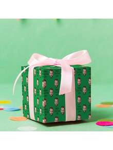 个性化趣味照片包装纸，定制人脸礼品包装纸，多种颜色可选，生日包装纸，周年纪念包装纸，您的照片包装卷，圣诞礼品用品