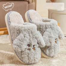 2025 Neue Plüsch Hausschuhe, süße Kaninchen, thermisch gefüttert, warm, flauschig, Hausschuhe für Zuhause, flach, rutschfest, bequem