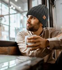 Winter Beanie Hat Men And Women, Warm Double-Layered Knit Beanie In Multiple Colors To Go With Everything - Đen/Xám - Xem 11