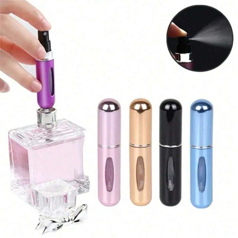 Random Model 1pcs 0.41 Oz Reusable Mini Perfume Spray Bottle, Portable Refillable Cosmetic Travel Dispenser - 隨機顏色1件 - 查看 1