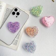 Giá đỡ điện thoại hình trái tim đính kim sa tự dính - Có thể kéo dài và thu gọn, giá đỡ di động chống trượt dùng trên bàn, quà tặng sáng tạo phong cách tối giản nữ tính - Nhiều màu - Xem 3