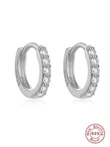 EleRunis 1 Pair 925 Sterling Silver Classic Cubic Zirconia 5mm-10mm Earrings, 18K Gold Plated Mini Cartilage Earrings, Suitable For Women's Daily Wear - Silver - View 15