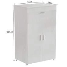 Shally Dogan Folding Space-Saving Retractable Ironing Board, Folding Cabinet With Wooden Frame For Quick Ironing, 4 Wheels For Moving, Ideal For Laundry Room, Bathroom - White Ash - View 3