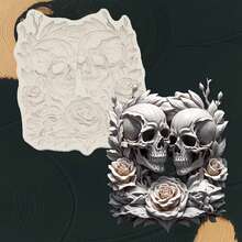 1pc Heart Shaped Flower, Skull Girl, Skull Flower Silicone Mold, For Handmade Resin Crafts - Light Grey - View 10