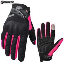 MJMOTO Guantes de moto de verano para mujer en color rosa, guantes de carreras de motocross de dedo completo para mujer, guantes de ciclismo y motocicleta con pantalla táctil - A - Ver 2