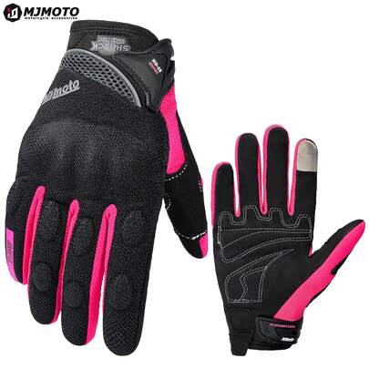 MJMOTO Summer Women Pink Motorcycle Riding Gloves Lady Full Finger Motocross Racing Gloves Touch Screen Motorbike Cycling Gloves