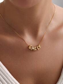 1pc Personalized Y-Shaped Name Necklace, Can Customize 1-12 Letters, Stylish Jewelry Gift, Gold-Plated Name Necklace - Style 3 - View 4