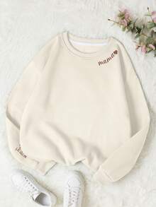 Áo nỉ in chữ độc quyền tùy chỉnh, có thể phù hợp với họa tiết, áo nỉ cổ tròn kết hợp chữ cái cá nhân hóa, áo len dài tay, áo len nữ, thích hợp cho du lịch hàng ngày, mùa thu và mùa đông, tùy chỉnh thuộc về trang phục của bạn, hướng dẫn tiệc Giáng sinh - Màu be - Xem 4