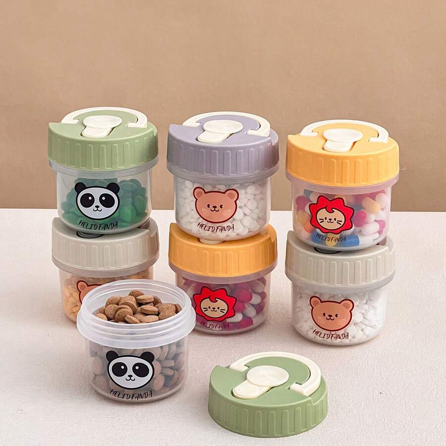 透明塑料迷你药盒，旅行便携式药丸分配器带手柄药盒，密封防潮药盒，多功能药丸收纳盒 - 彩色 - 查看 1