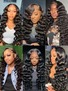 CEXXY 13x6 Human Hair Front Lace Wig, Brazilian Wig With Natural Waves, Deep Wave Wig, 100% Baby Hair, HD Lace, Glue-Free Wig, 180% Density, 360° Human Hair Lace Wig - SPure Natural - Xem 10
