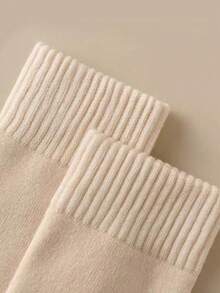 1/3/5/10/15/20双装 女士加厚纯色舒适保暖透气中筒袜，秋冬季 - 彩色 - 查看 4