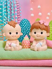 One Baby Bottle Doll Decorative Ornament, Blue And Pink Hat, Suitable For Gender Reveal Parties, Birthday Parties, Baby Shower Decorations. - Multicolor - View 9