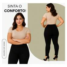 Calça Feminina Jeans Cintura Alta Lycra Modela Bumbum Elastano Skinny Estica Jean Levanta Bumbum - Preto - Visão 4