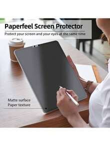 Yezodawee 适用于 iPad 11 英寸 (A16 2025) / 10.9 英寸第十代 (2022) 的隐私纸质触感屏幕保护膜，防眩光磨砂 PET 薄膜，适合绘画和记笔记，超薄纸质纹理，防指纹，响应灵敏，兼容 iPad Air 11 英寸 M3 2025/M2 2024、iPad Air 4/5 和 iPad Pro 11 英寸配件 - 1pc - 查看 3