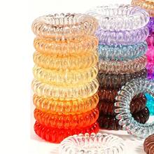 50个糖果色迷你螺旋发圈/发带/发绳套装，高弹力不伤发，适合扎马尾辫，日常佩戴，春夏发绳套装，浴室配件，旅行必备，浴室装饰 - 彩色 - 查看 7