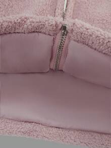 Women's Casual Fashion Stand Collar Drop Shoulder Sleeve Chest Splice Distressed Design Fuzzy Purple Jacket, Autumn/Winter