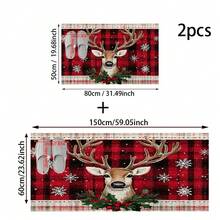 1 pieza Alfombra antideslizante para baño con estampado de renos navideños, hecha de cachemir artificial con decoración esponjosa, adecuada para baños, entradas, cocinas y otras ocasiones. Se puede lavar a máquina, es una decoración festiva y se puede regalar. - Multicolor - Ver 17