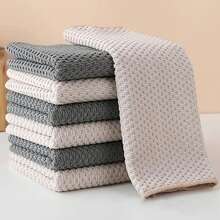 4-Pack Ultra Soft Microfiber Kitchen Towels - Highly Absorbent, Double-Sided Textured Waffle Weave, Easy To Clean, Space-Themed White, Gray, And Beige, Suitable For Countertops And Appliances, Dish Towels - 2 件米色 + 2 件灰色 - 查看 1