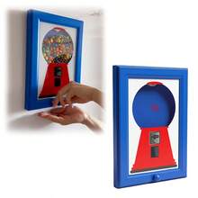 壁挂式方形糖果相框，糖果分配器相框，悬挂式糖果相框，相框内的口香糖机，方便快捷地分配糖果、坚果、狗和猫零食相框，糖果相框 - 藍色 - 查看 2