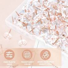 120 Count Push Pins, Thumb Tacks Golden Steel Point And Plastic Pins Tacks, Flat Rosegold Thumb Tacks Walls Bulletin Board Cork Board Gold
