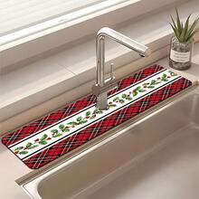 1 Stück Weihnachts-Beerenmuster Armaturenabdeckung, Weihnachtsgeschenk, Weihnachtsdekoration, strapazierfähiges Polyester, schnelltrocknend, leicht zu reinigen, geeignet für Küche und Badezimmer, einfache Installation, Alltagsdekoration, Geschenk, Badezimmermatte, strapazierfähige Armaturenabdeckung, Armaturenzubehör - Verschiedenfarbig - Übersicht 6