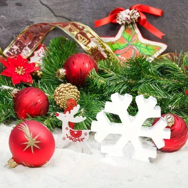 1pc Christmas/Valentine's Day White Snowflake Decor, Indoor Tabletop Cozy Decoration, Suitable For Home, Wedding, Anniversary, Party