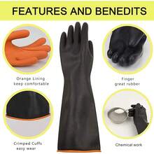 Guantes de látex resistentes a productos químicos, de goma PPE, protección industrial de seguridad, guantes largos, guantes negros de 22 pulgadas, resistentes a ácidos fuertes, alcalinos y aceites. - 1 - Ver 4
