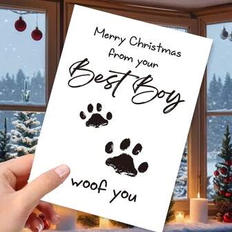 1PC, I Woof You, Happy Christmas Card For Husband Boyfriend, Lovely Xmas Gift From Wife Girlfriend, Funny Dog Lover Christmas Card