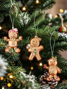 6 pièces Ensemble d'ornements de Noël en verre soufflé fait à la main - Style glamour, Père Noël, Bonhomme en pain d'épices, Designs d'arbres de fête, Pas d'électricité ou de plumes nécessaires pour la décoration de l'arbre de Noël