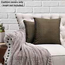 1 funda de almohada decorativa de seda suave con detalles sutiles, funda de almohada rellena de seda con bordado de puntos Marquesa, con textura de lino para el hogar, sofá, dormitorio, sala de estar - Café - Ver 2