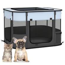 PawHut Portable Dog Pen For Puppies, Rabbits, Kittens, Guinea Pigs - Grey - Grey - View 2