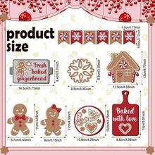 Zestaw 13 drewnianych tacek z piernikami i płatkami śniegu – idealny do dekoracji domu, biura i na imprezy świąteczne